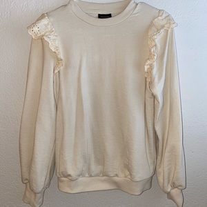 Who What Wear ruffle sleeve cream sweater